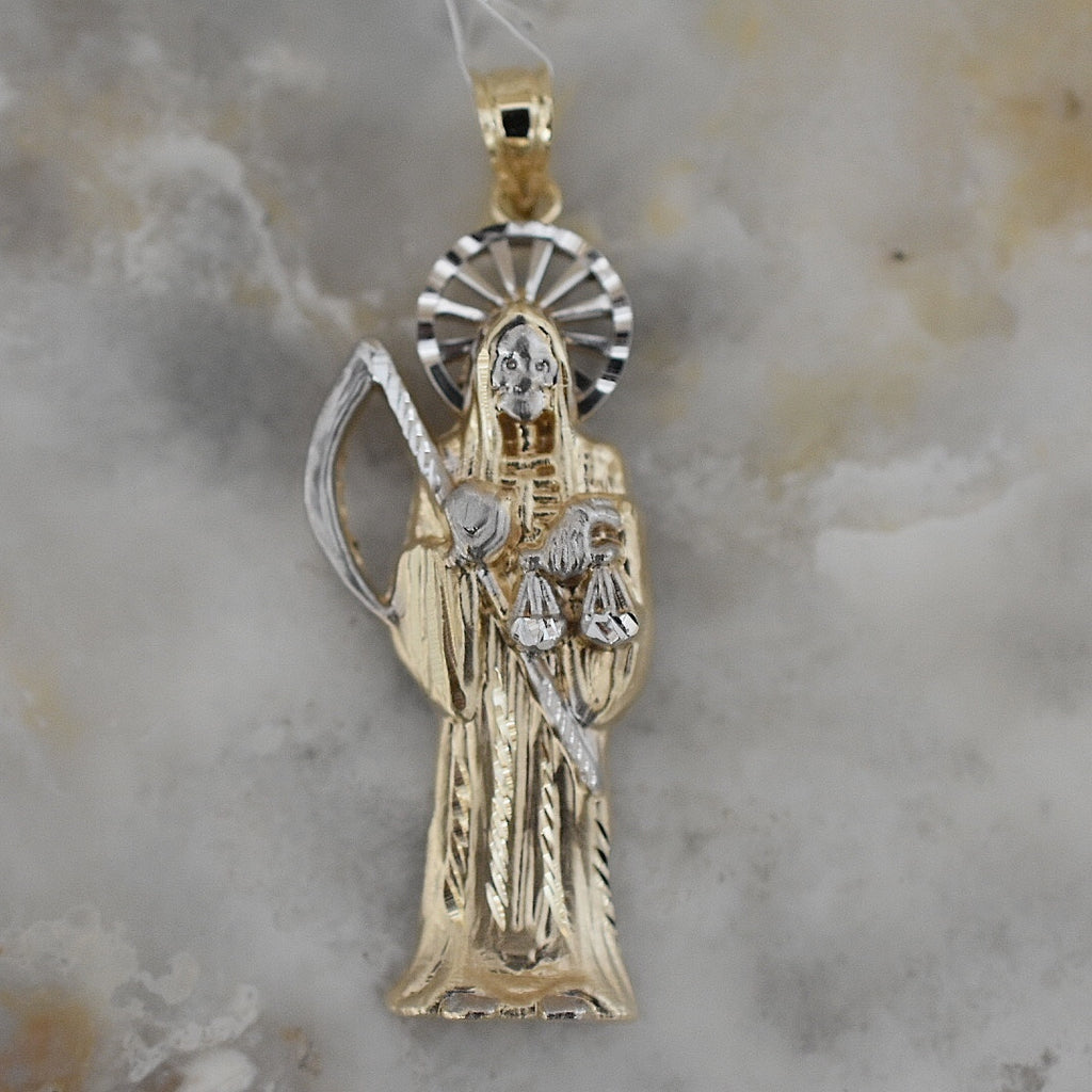 Dije Santísima Muerte 5A7 Oro Combinado 14K